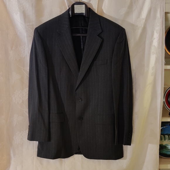 Chaps black pinstripe suit coat: 40L pant: 36W/32L - Picture 1 of 9